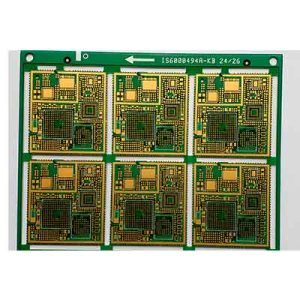 High-density interconnect (HDI) multilayer PCB fabrication sample showing complex via structures.