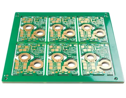 Heavy copper pcb with thick traces for high current power supply.
