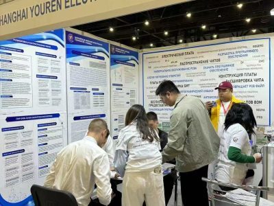 Engineering team discussing turnkey pcb assembly project requirements with international clients.