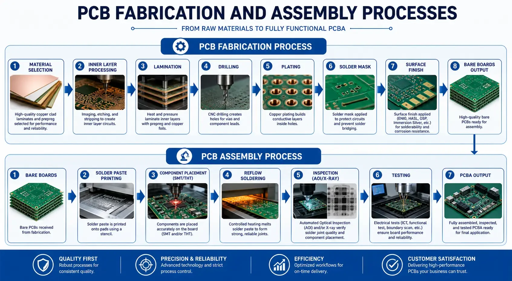 PCB fabrication process vs PCB assembly process comparison