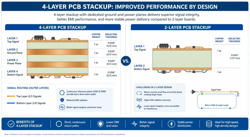 4 Layer PCB Stackup Guide 2026