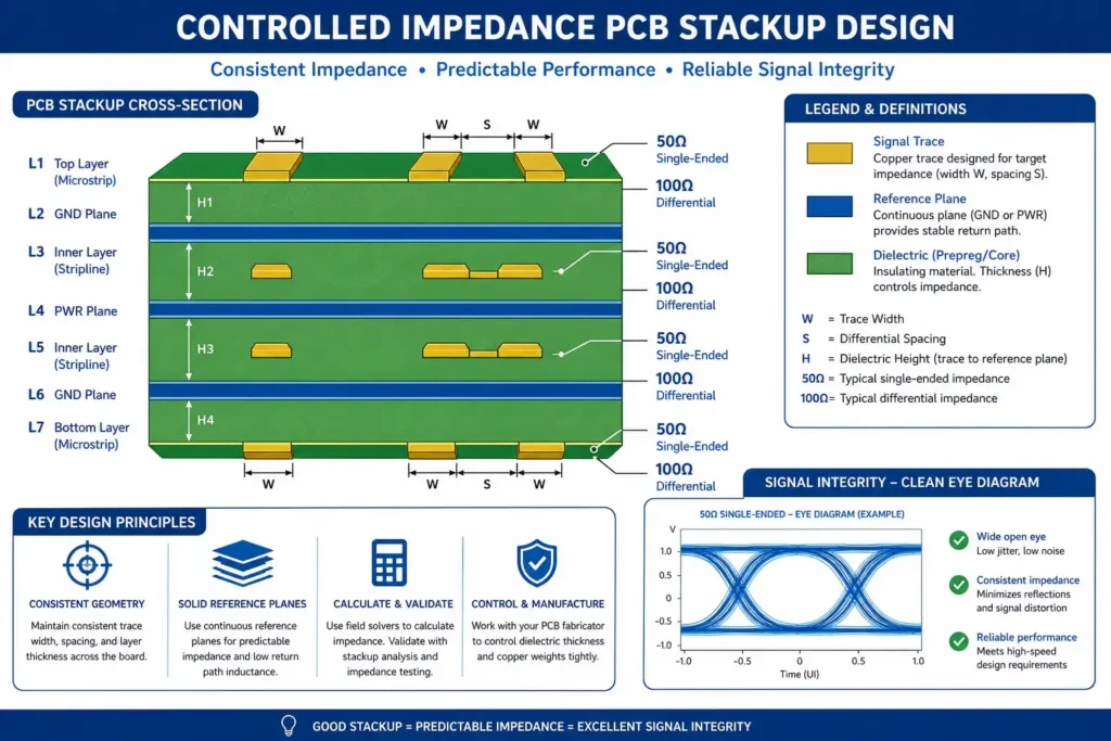 Controlled Impedance PCB Stackup Design Guide 2026