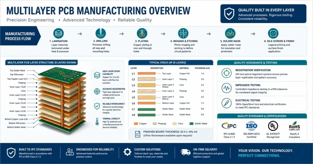 Selecting a Multilayer PCB Manufacturer: Stack-Up, Registration and Reliability